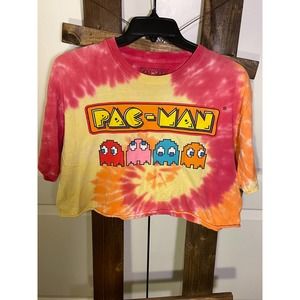 Women's Pac-Man Tie Dye T-Shirt Size Medium Crop Top
